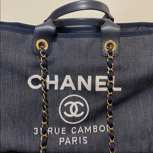 Chanel Medium Denim Deauville Tote Blue - Picture 7 of 14